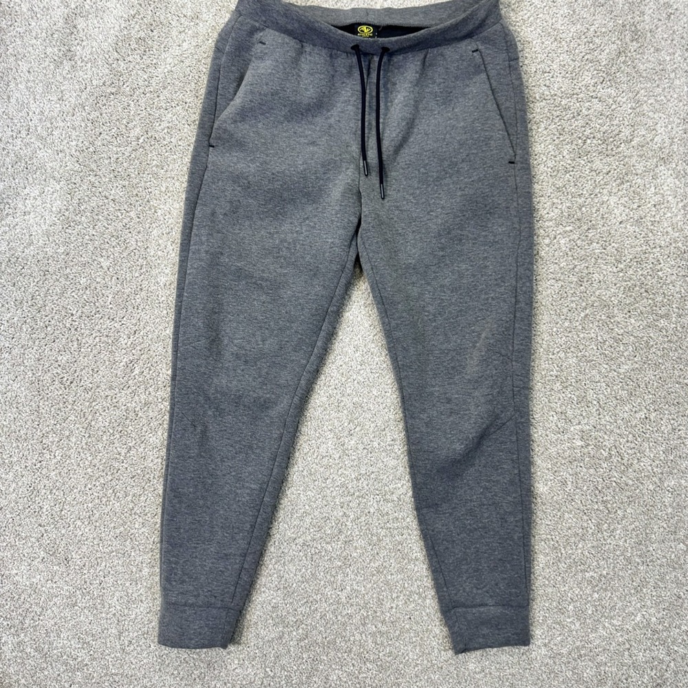 Athletic Works Joggers Mens M Grey Tapered Tech Fleece Sweatpants EUC